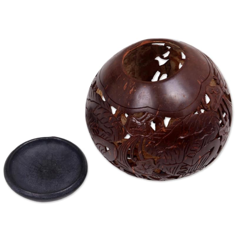 Novica Handmade Buddhas Lore Coconut Shell Sculpture