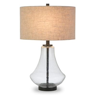 Leta Table Lamp in Seeded Glass with Flax Shade