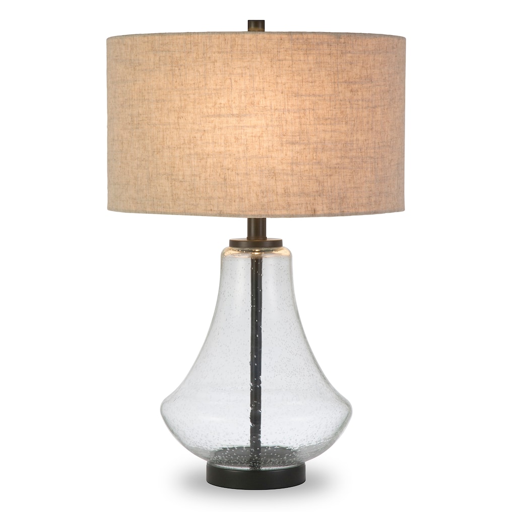 Leta Table Lamp in Seeded Glass with Flax Shade