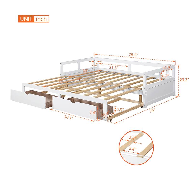 Twin Pine Extendable Daybed with Drawers