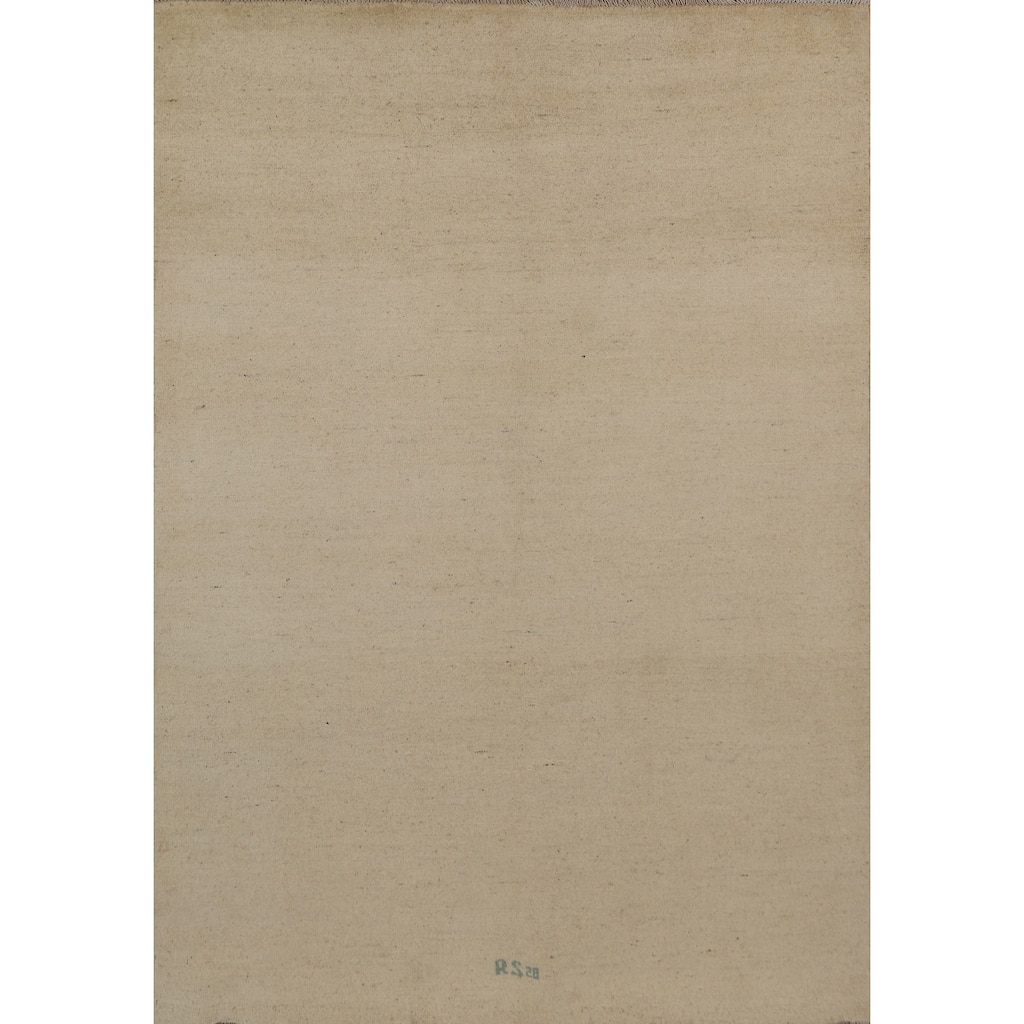 Gabbeh Modern Rug Oriental Beige Handmade Wool Carpet - 5'1"x 6'6"