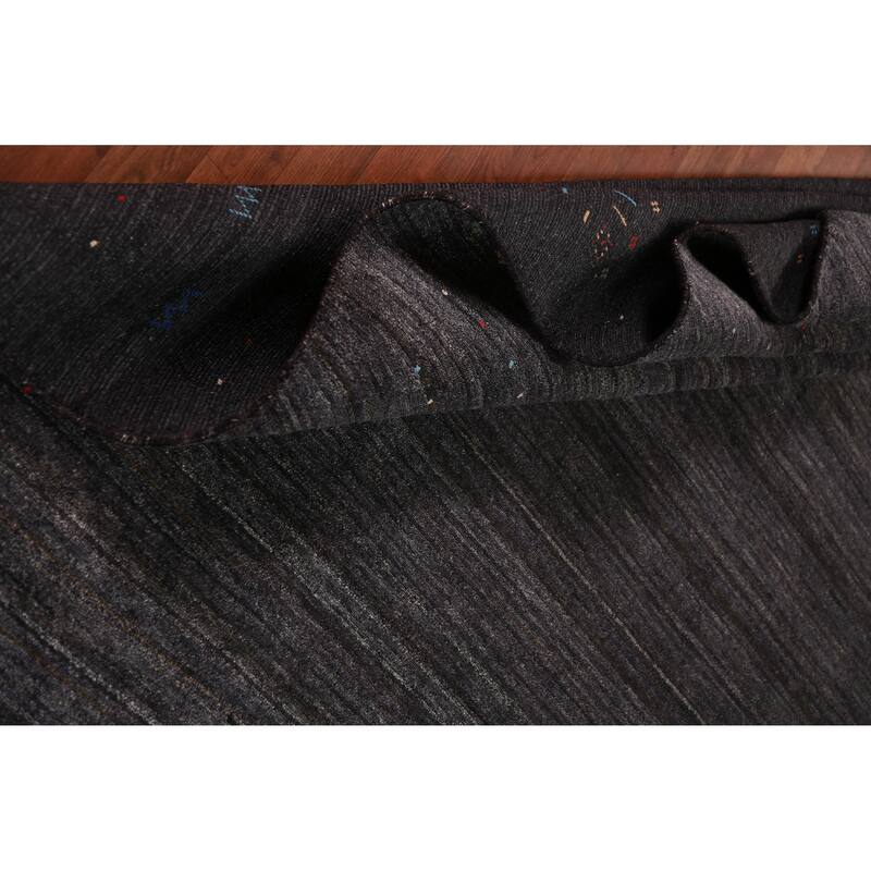 Charcoal Tribal Gabbeh Indian Area Rug Handmade Wool Carpet - 9'1" x 12'1"
