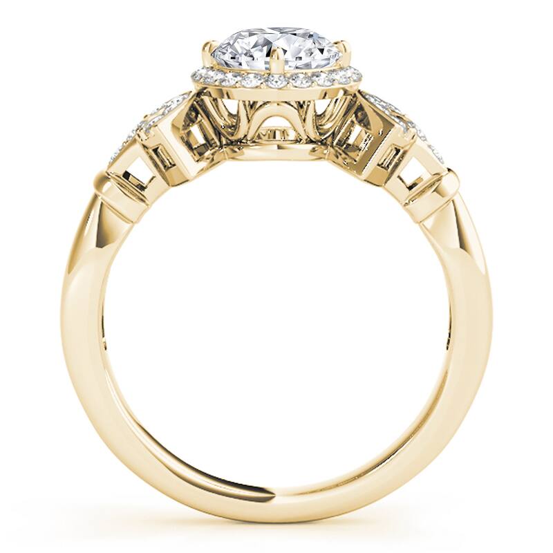 Auriya 14k Yellow Gold Lab Grown Round Diamond Halo Engagement Ring 0.50 to 5.00 ct. tw. (F-G VS)