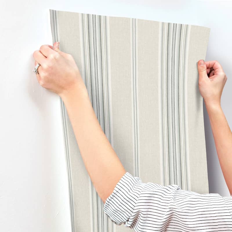 Chesapeake Calvados Turquoise Linen Stripe Wallpaper