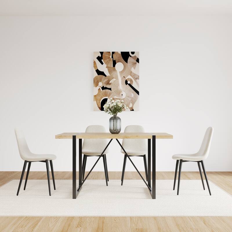 Dining Chairs Set of 4,Accent Chairs with Linen Fabric Seat,Kitchen Chair with Metal Legs Dining Chairs for Dining Room Kitchen