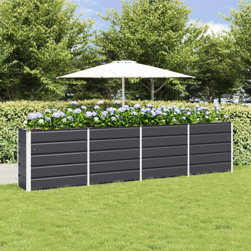 vidaXL Planter in Steel - 39.37 x 15.75 x 17.72" - Black - 125.98 x 15.75 x 29.53 in