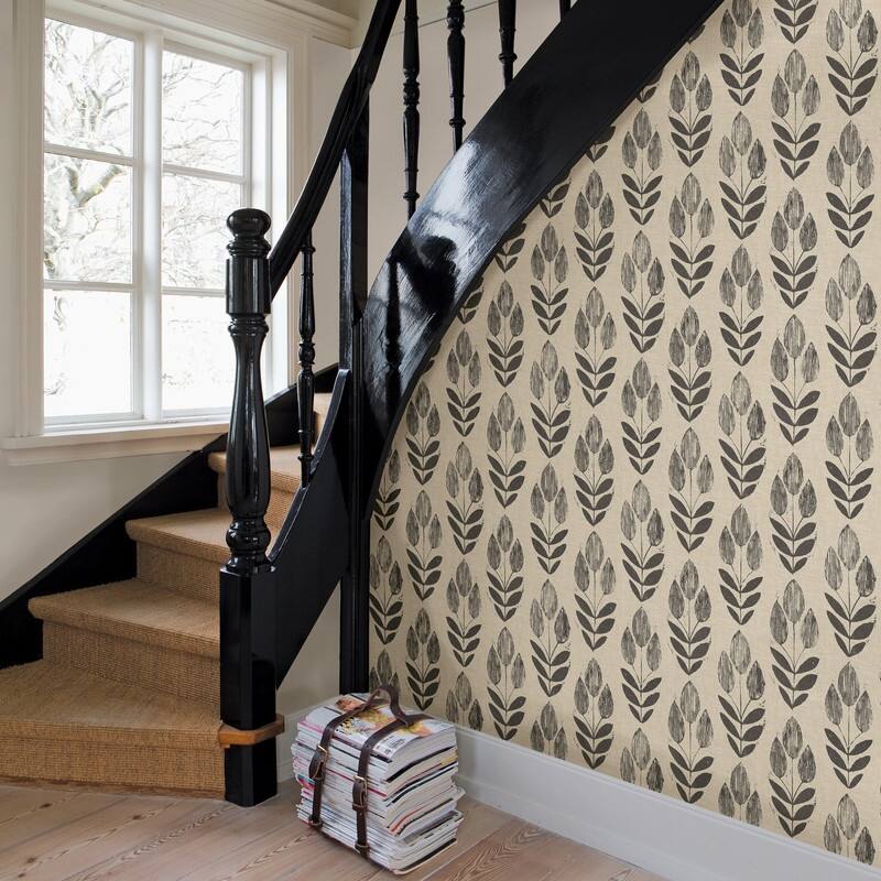 Chesapeake Garland Black Block Tulip Wallpaper - 20.5in x 396in x 0.025in