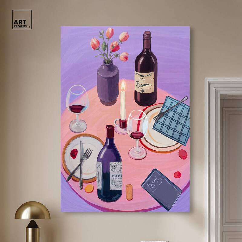 Lavender Haze Dinner Canvas by Art Remedy, Gallery Wrapped
