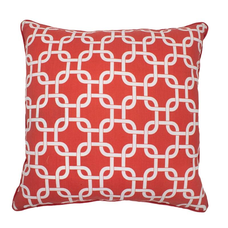 Jiti Indoor Transitional Geometric Patterned Cotton Accent Square Throw Pillows 20 x 20 - Red/White