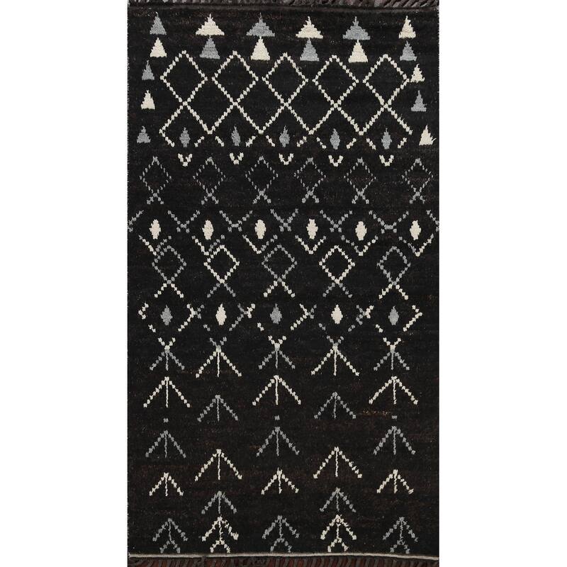 Vegetable Dye Modern Moroccan Berber Oriental Area Rug Wool Handmade - 4'6" x 6'11"
