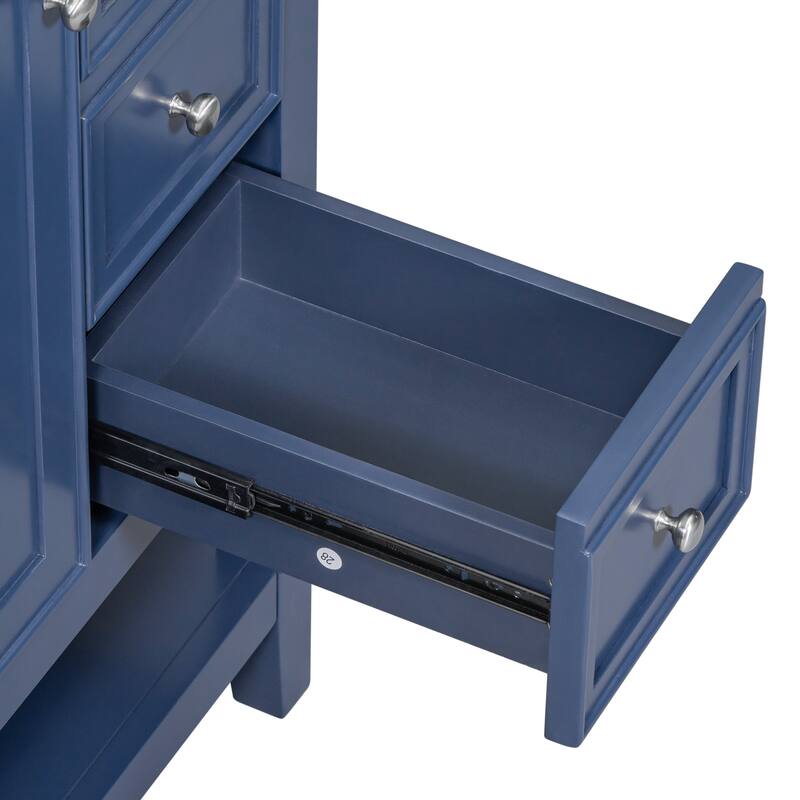 36" Blue Bathroom Vanity Cabinet, Three Drawers, One Cabinet, Open Shelf, Freestanding Design