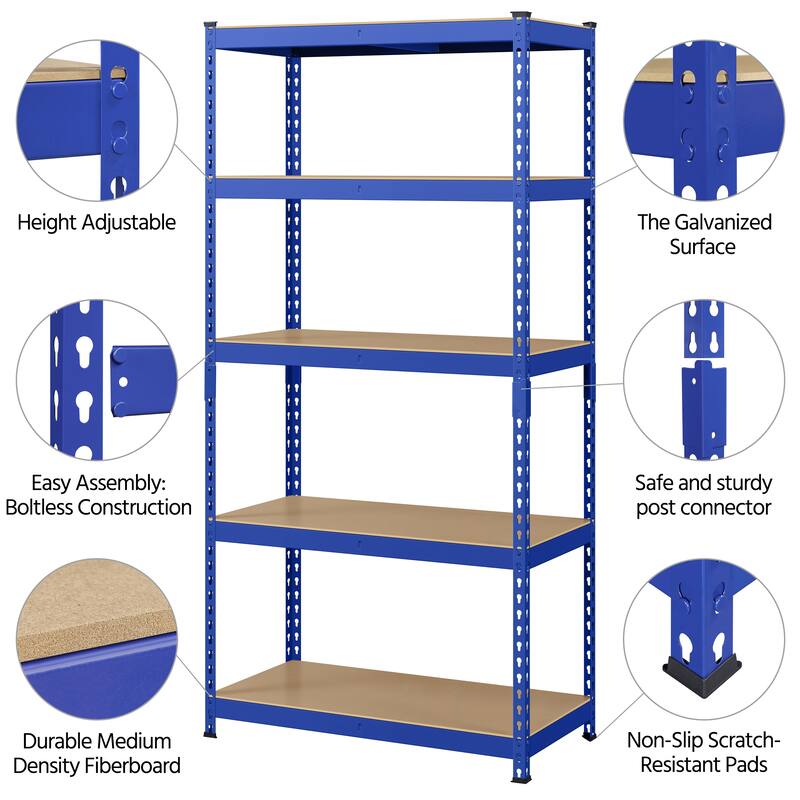 Yaheetech Metal Storage Shelving 5 Tiers Boltless Display Stand, L35.5 x W17.5 x H72 inch, Adjustable Racks