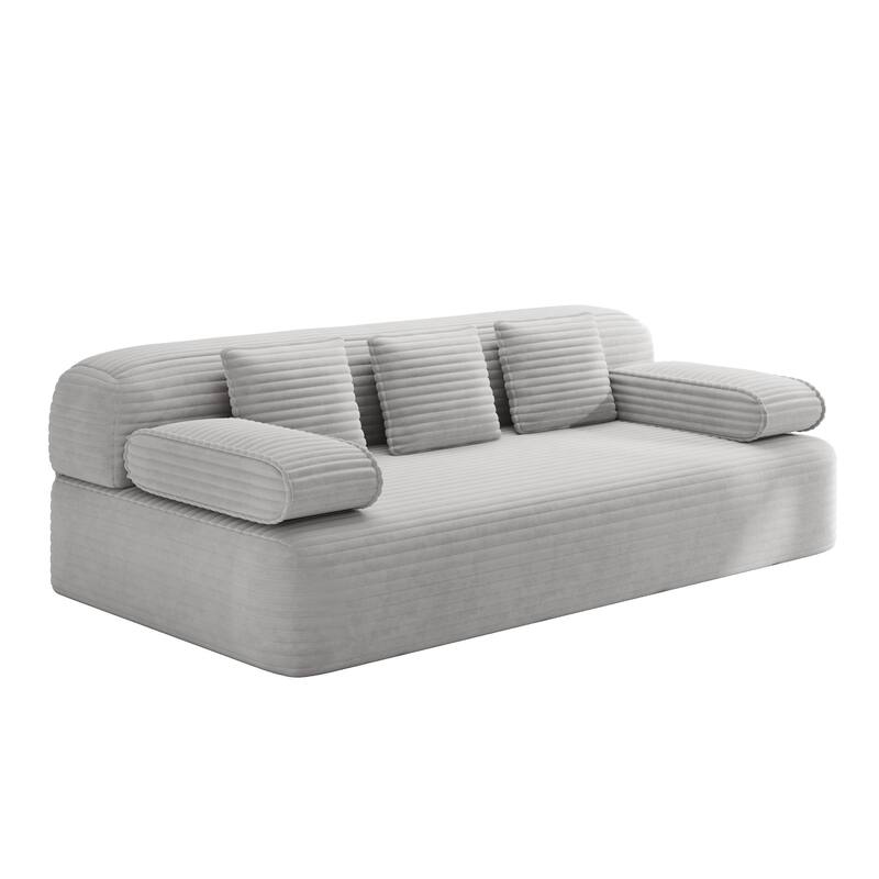 78.7-Inch Convertible Sofa Bed, 2-in-1 Frameless 3-Seater Couch with Plush Corduroy Fabric for Small Spaces