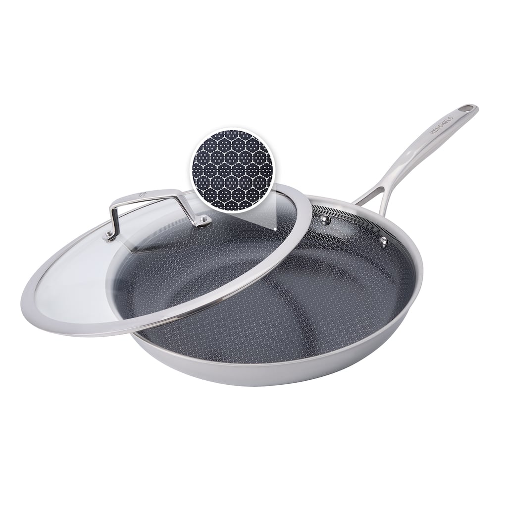 Henckels Paradigm Ceramic 12-inch Stainless Steel Dual Performance Fry Pan with Lid