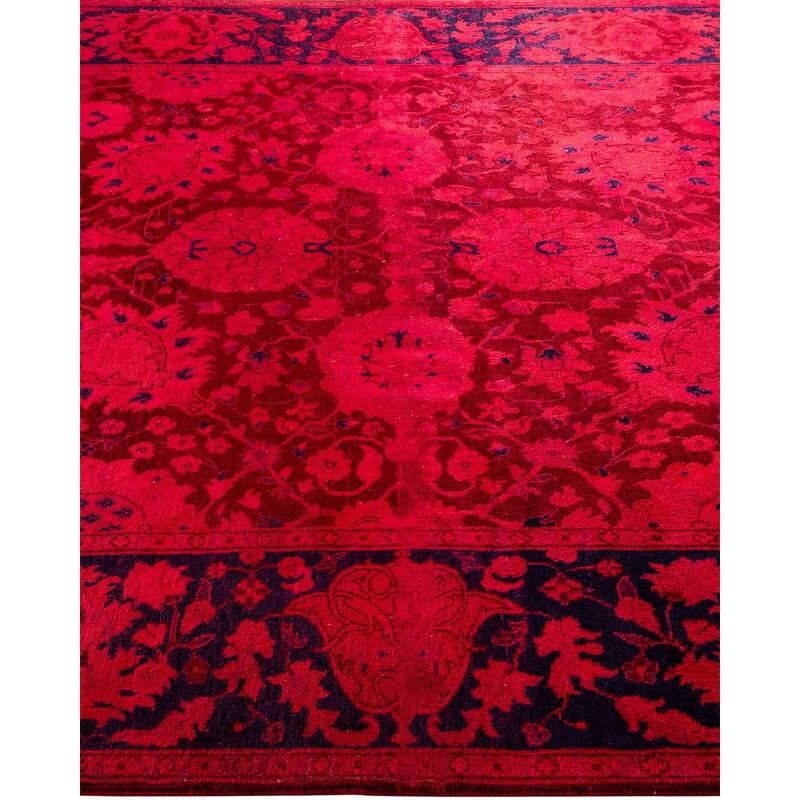 Overton Hand Knotted Wool Vintage Inspired Modern Contemporary Overdyed Pink Area Rug - 6' 1" x 9' 2"