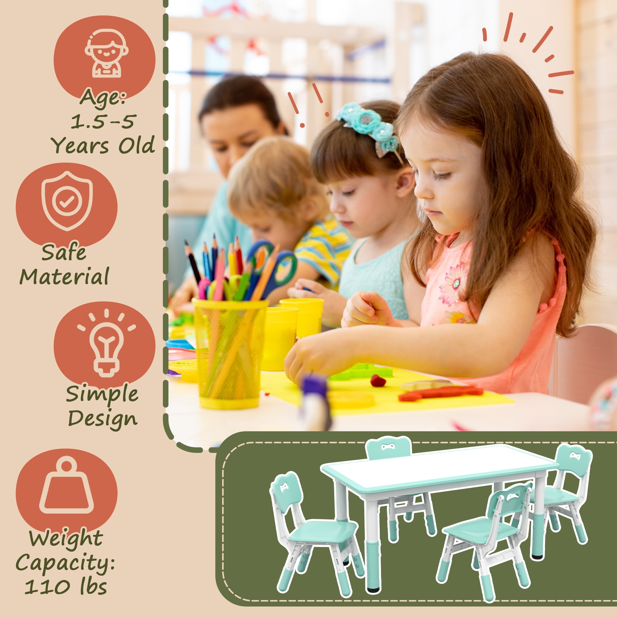 Table and chair best sale for 5 year old