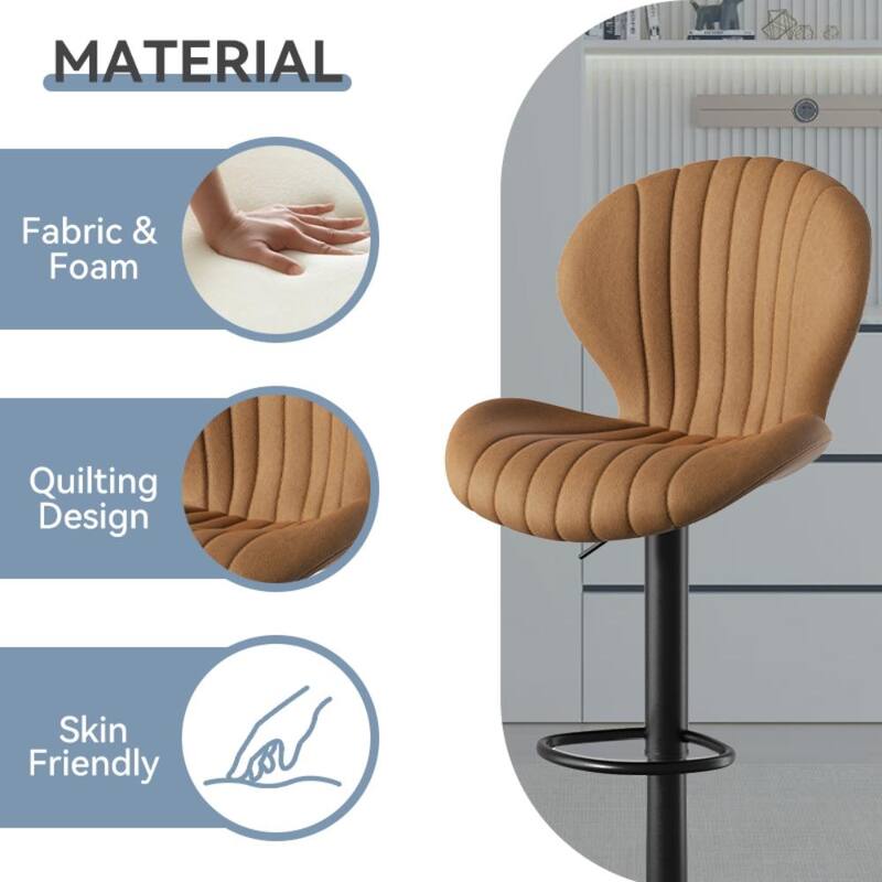 Set of 2 Modern Fabric Bar Stool with Iron Frame