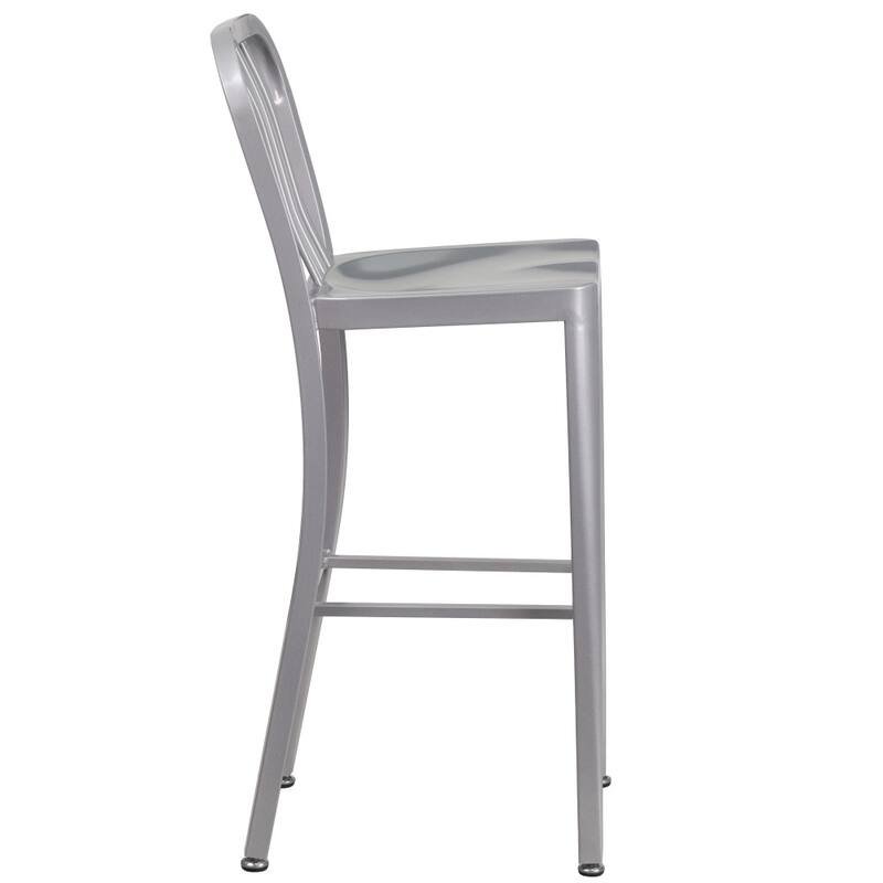 30'' High Metal Indoor-Outdoor Barstool with Vertical Slat Back