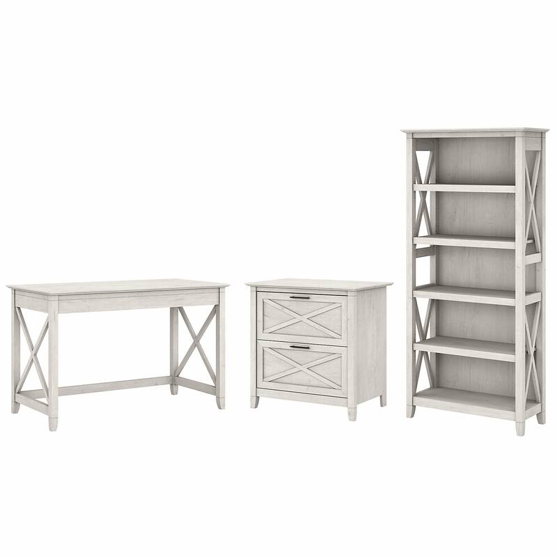 Key West 48W Writing Desk with Cabinet and Bookcase by Bush Furniture