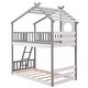 preview thumbnail 11 of 14, Twin over Twin Size Solid Wood Bunk Bed Wood Bed with Roof, Window, Ladder
