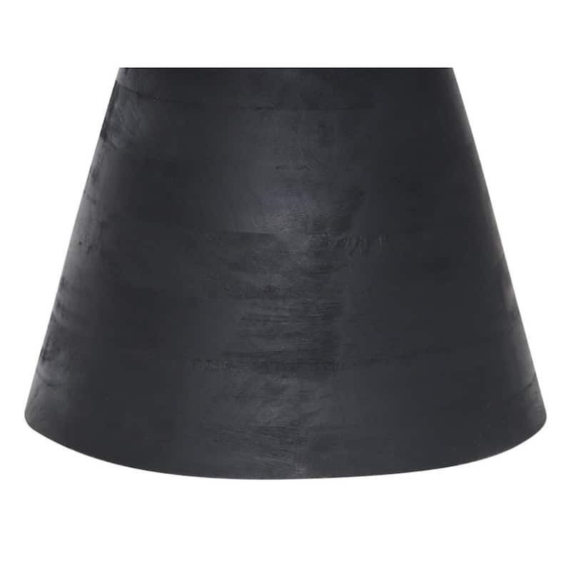 18" Black Solid Wood Round End Table Stylish Side or Nightstand - 15.90” x 15.90” x 18.10”