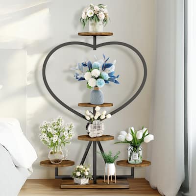 Metal Wood Plant Stand Shelf Flower Pot Display Rack