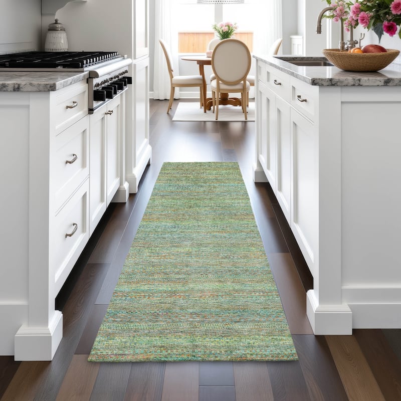 Machine Washable Indoor/Outdoor Modern Stripes Chantille Rug