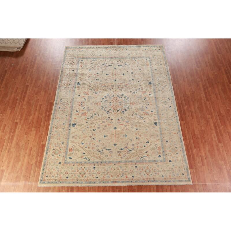 Vegetable Dye Ziegler Oriental Area Rug Hand-Knotted Wool Carpet - 8'11"x 11'10"