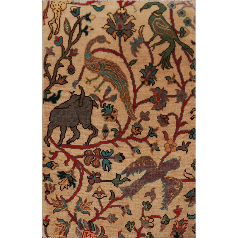 Animals Design Kazak Oriental Rug Handmade Wool Carpet - 2'0"x 3'0"