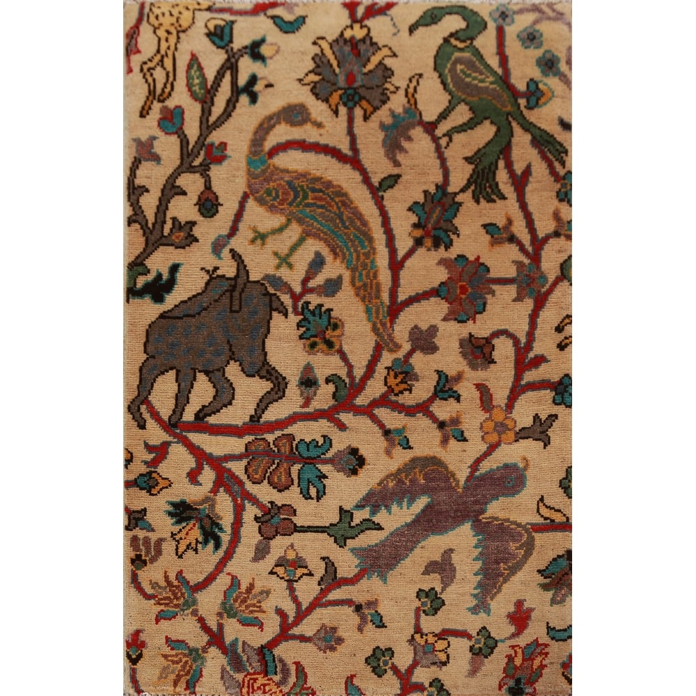 Animals Design Kazak Oriental Rug Handmade Wool Carpet - 2'0"x 3'0"