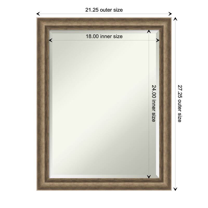 Angled Beveled Wood Framed Bathroom Vanity Wall Mirror - Glass Size 18x24 - Angled Bronze