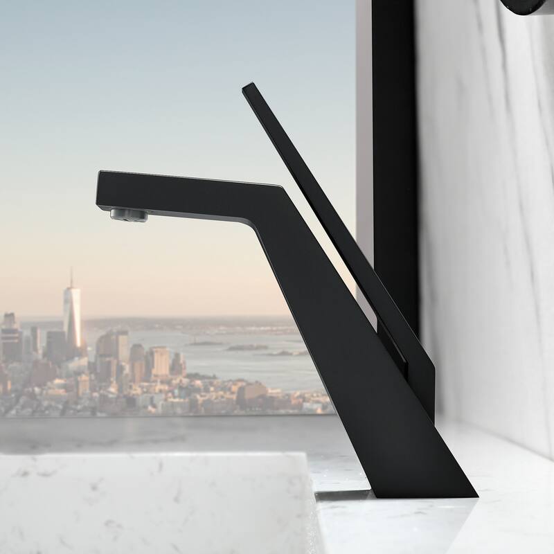 CUPC Certified Bathroom Sink Faucet Single Hole with Single Lever Handle in Black / Gold