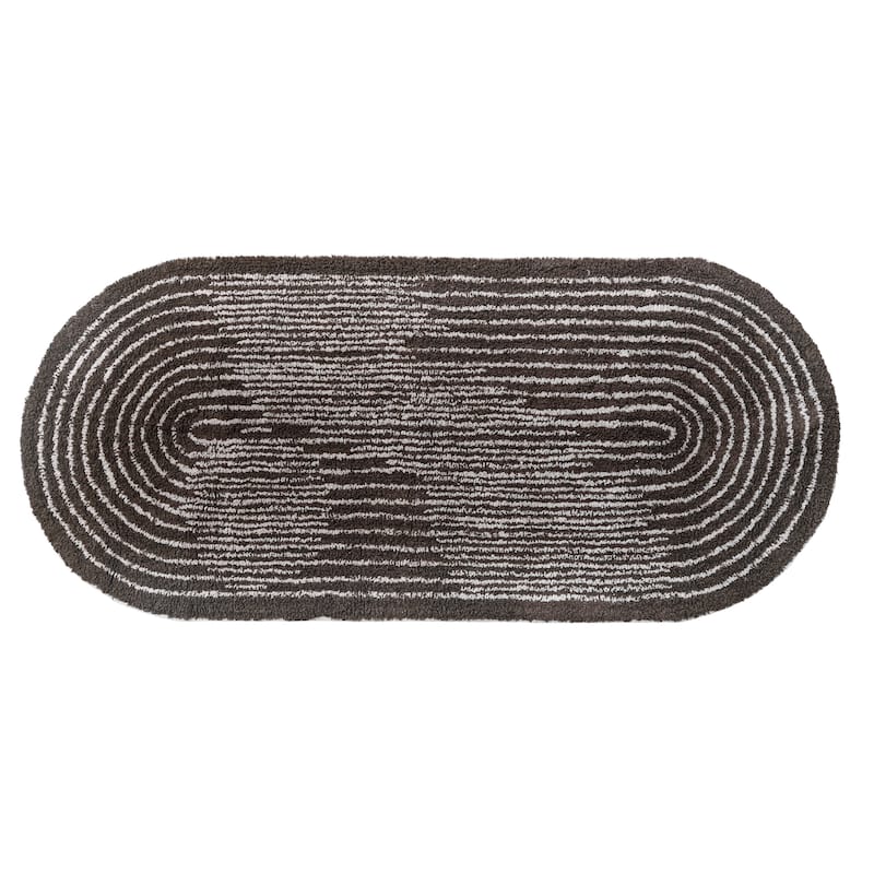 Cotton Tufted Rug with Woven Line Design - 63.0"L x 27.0"W x 0.5"H - 63.0"L x 27.0"W x 0.5"H - Brown