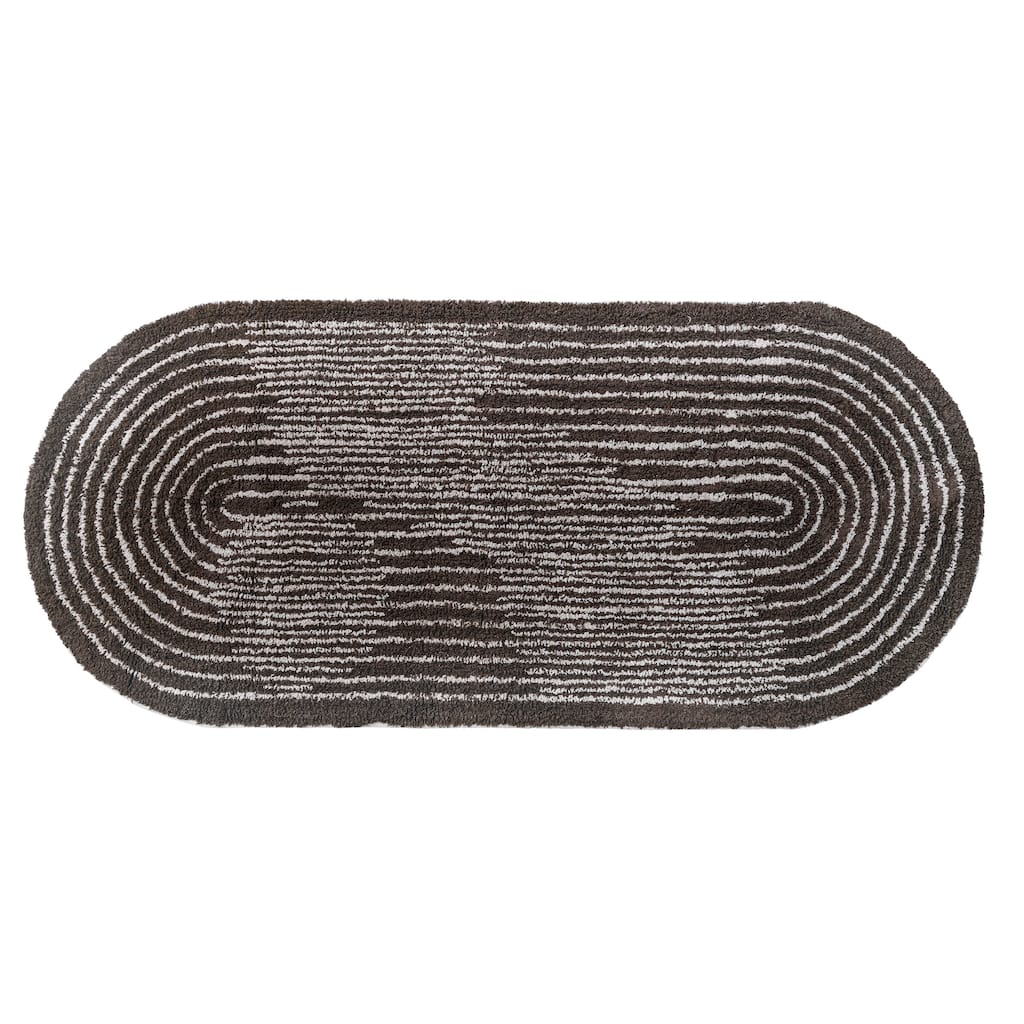 Cotton Tufted Rug with Woven Line Design - 63.0"L x 27.0"W x 0.5"H - 63.0"L x 27.0"W x 0.5"H