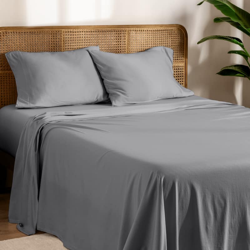 Bare Home Organic Cotton Jersey Sheet Set - Full - Light Grey