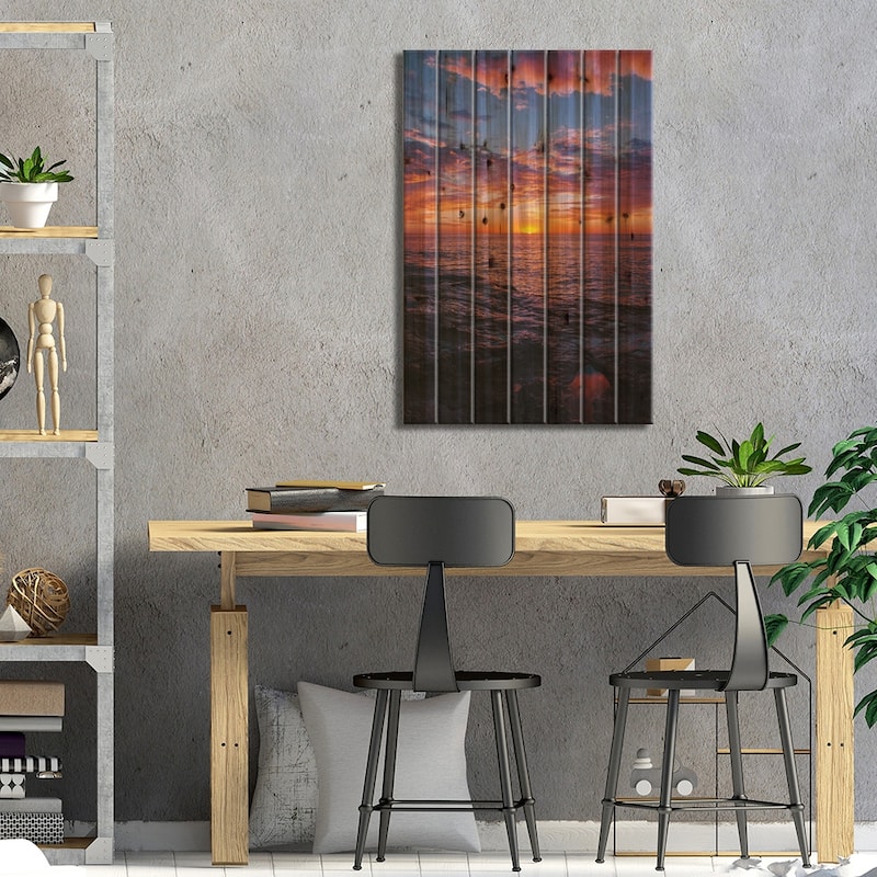 Sunset Cliffs Night V Print On Wood by Bethany Young - Multi-Color