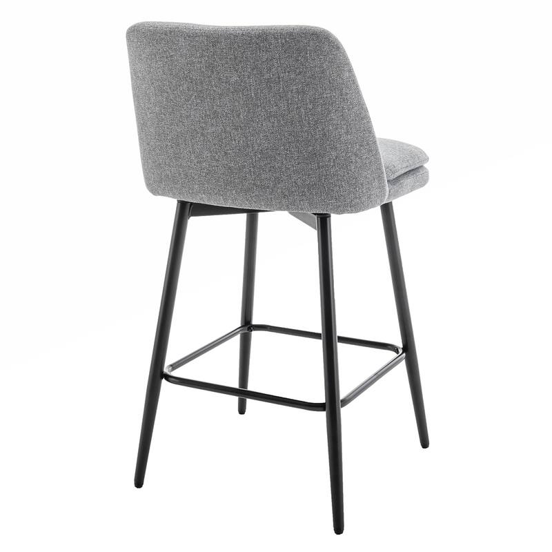 2PCS Swivel Linen Metal Legs Bar Stools