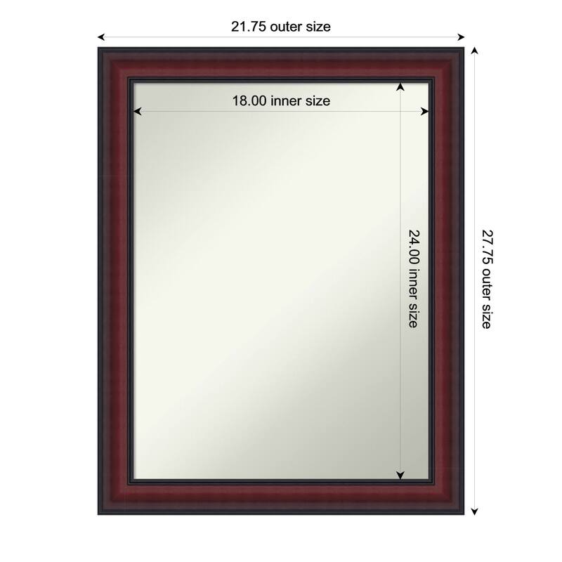 Dalat Non-Beveled Framed Bathroom Vanity Wall Mirror - Dalat Cherry - 22 x 28 in