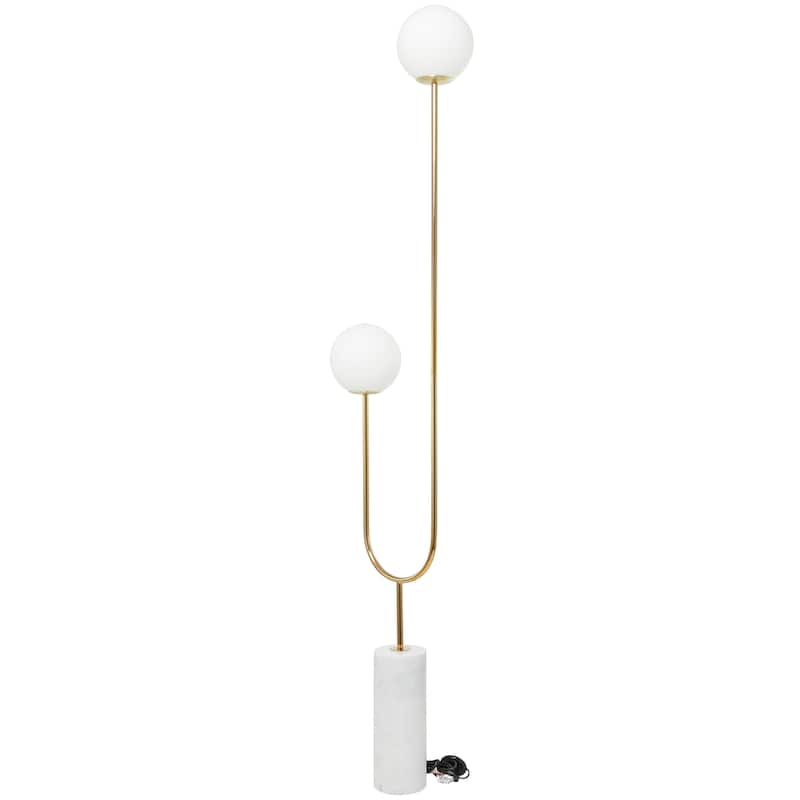 Marble Orb 2 Bulb Floor Lamp with Marble Base - 7"W x 16"L x 73"H