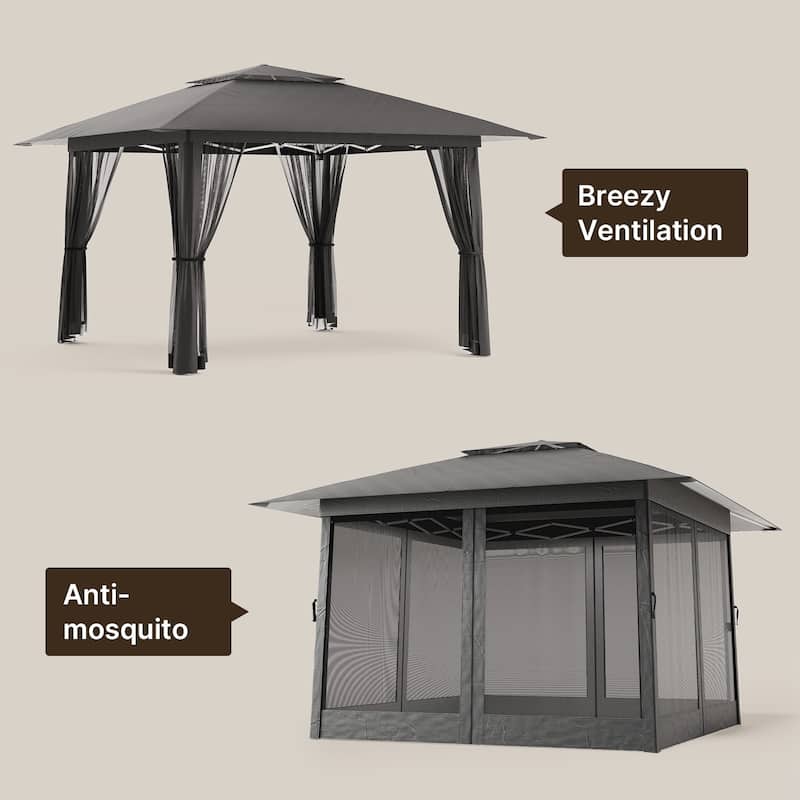 11 x 11 / 13 x 13 Pop Up Gazebo Tent with Mosquito Netting, Outdoor Canopy Tent