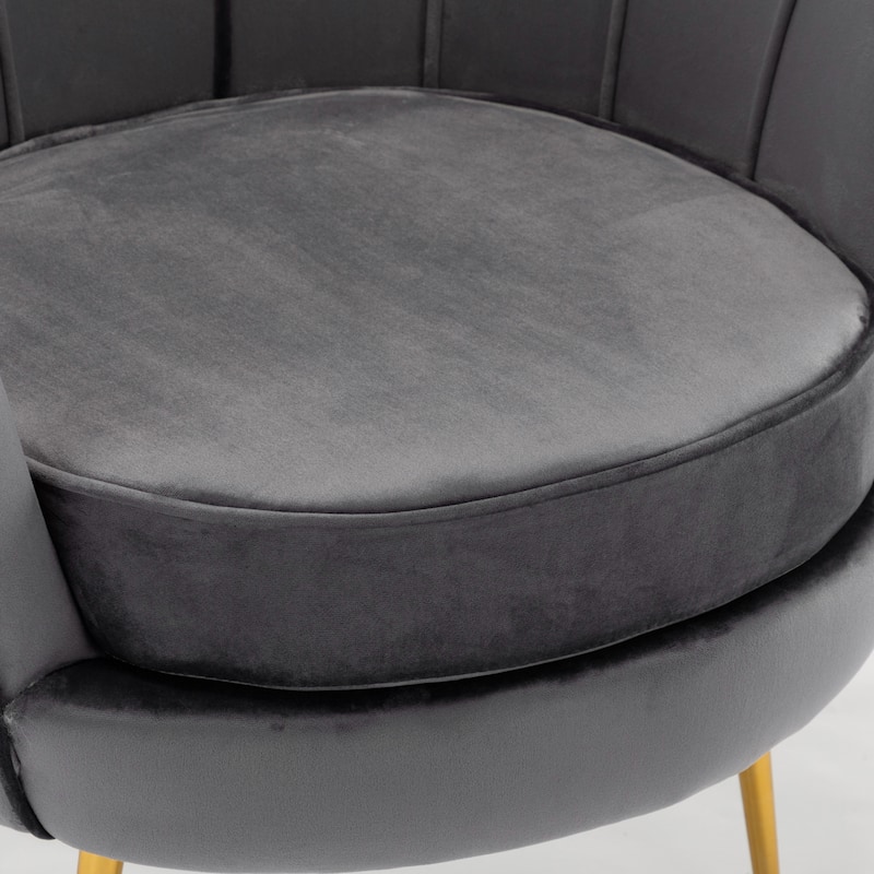 Velvet Lotus Accent Chair Small Comfy Barrel Chair Cozy Round Armchair