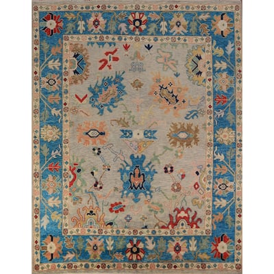 Floral Oushak Indian Area Rug Hand-Knotted Wool Carpet - 8'0"x 9'10"