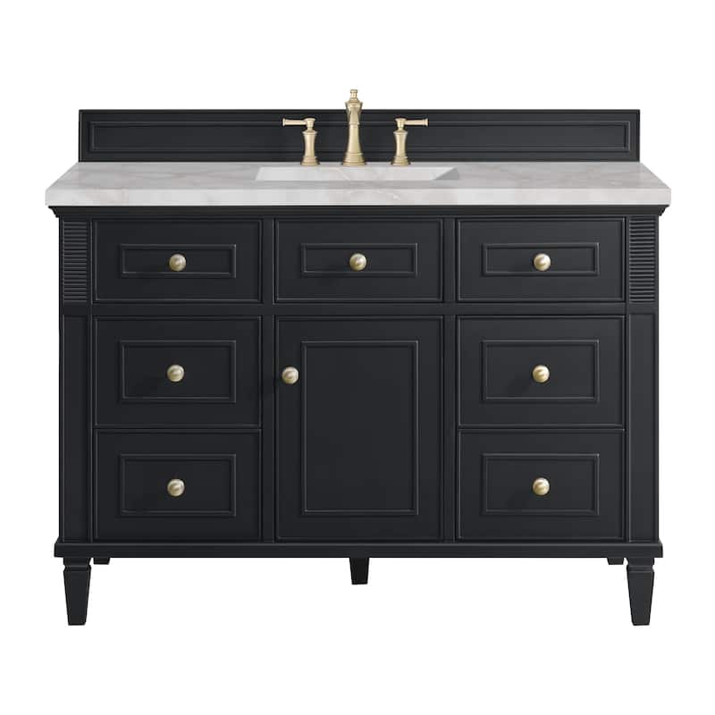 James Martin Vanities 424-V48-3VSL Lorelai 48" Single Basin Wood - Black Onyx - Anthracite Finish