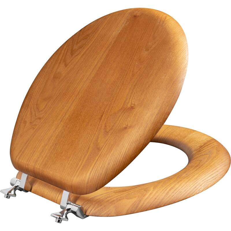 Bemis 9601CP Natural Reflections Round Wood Veneer Closed-Front Toilet - Natural Oak