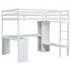 preview thumbnail 10 of 9, White Full Size Solid Wood Loft Bed with L-shaped Desk & Storage