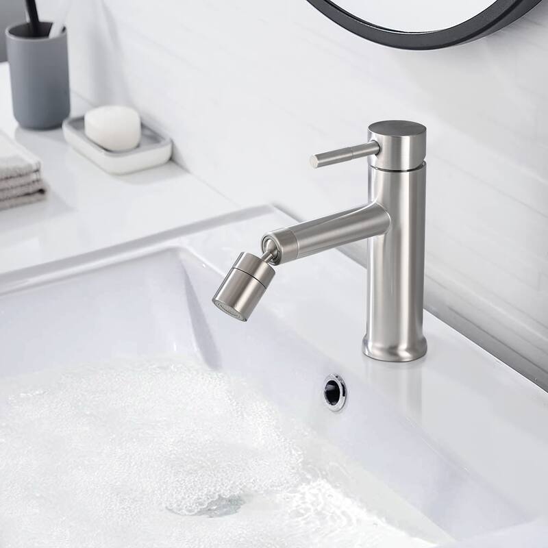 Single Handle Bathroom Sink Faucet with 360° Swivel Aerator and Dual Water Flow Mode, Anti Corrosion and Scratch Resistant - White