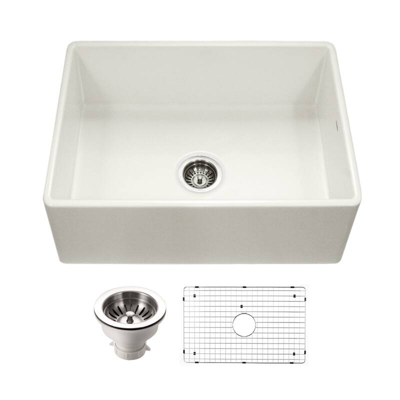 Houzer PTS-4100-C Platus 30" Farmhouse Single Basin Fireclay Kitchen - Biscuit