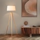 preview thumbnail 25 of 25, Brightech Emma 61 in. Mid-Century Modern LED Super Bright Floor Lamp with Beige Fabric Drum Shade