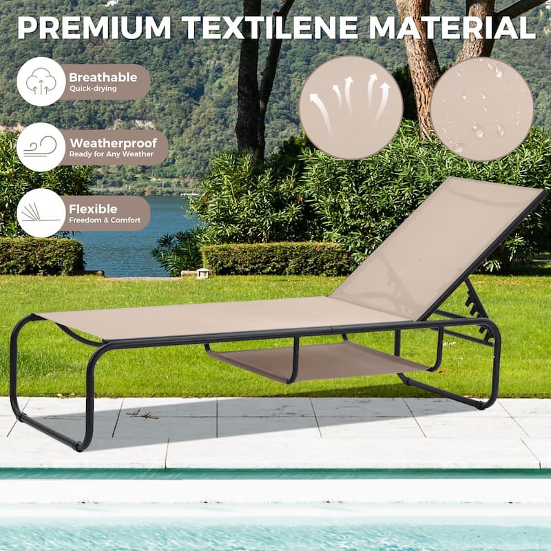 Ainfox 2 Pcs Chaise Lounge Outdoor Recliner Backyard Chair