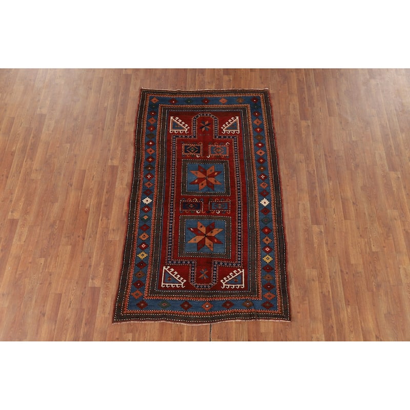 Vegetable Dye Shirvan Antique Area Rug Hand-Knotted Wool Carpet - 3'10" x 6'9"